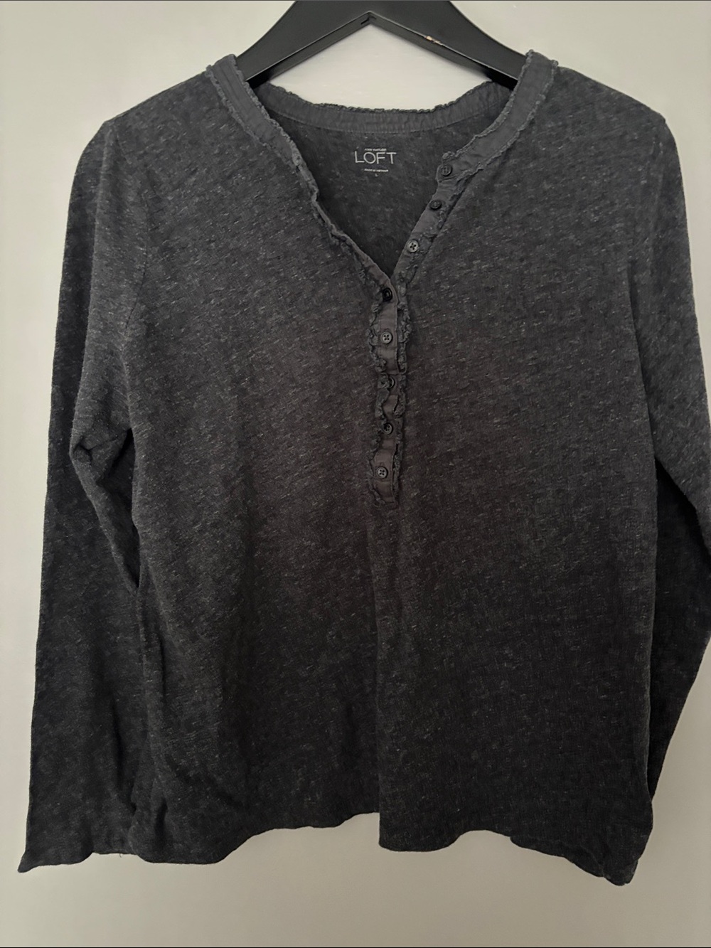 LOFT Henley Top Gray Large - Picture 2 of 3